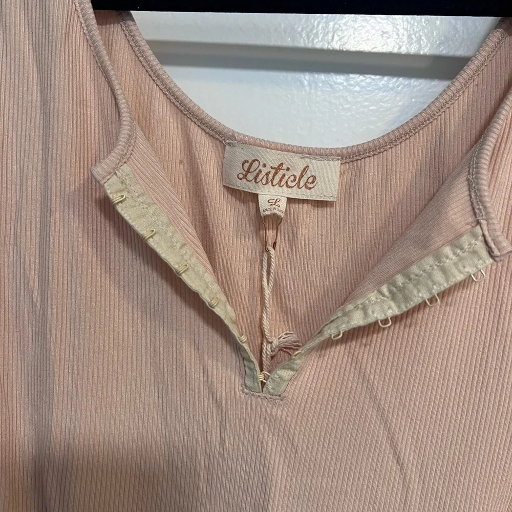 Listicle Blush Ribbed Top - Picture 2 of 3